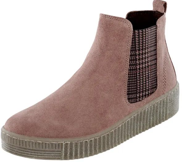 Chelsea Boots mit Plateausohle in Kreppoptik