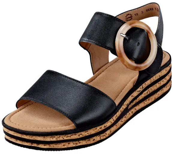 Gabor Sandalette mit Korksohle und großem Deko-Ring