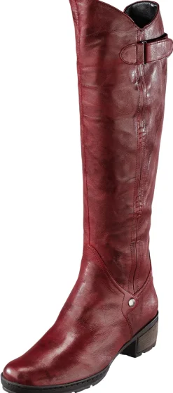 Komfortabler Weitschaftstiefel mit elastischem Einsatz und dekorativer Klettspange