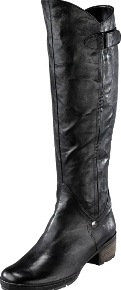 Komfortabler Weitschaftstiefel mit elastischem Einsatz und dekorativer Klettspa