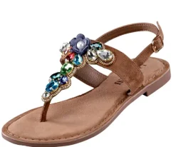 Lazamani Sandalette mit großen Schmucksteinen