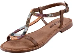 Lazamani Sandalette mit Perlenbesatz in harmonischen Farben