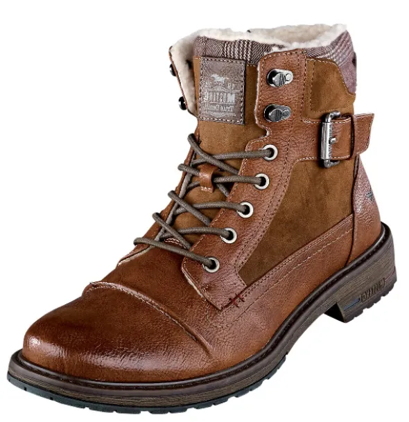 Mustang Schnürboots mit Zierschnalle und karriertem Schlupf