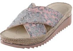 Pantolette mit dekorativer Jute- und Metall Umrandung