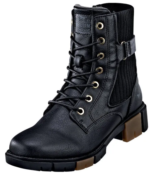 Stiefelette mit Schafteinsatz in Sockenoptik von Mustang